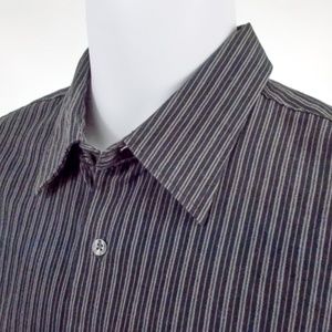 Men's Van Heusen Large Long Sleeve Black Stripe No Iron Shirt Size :Large